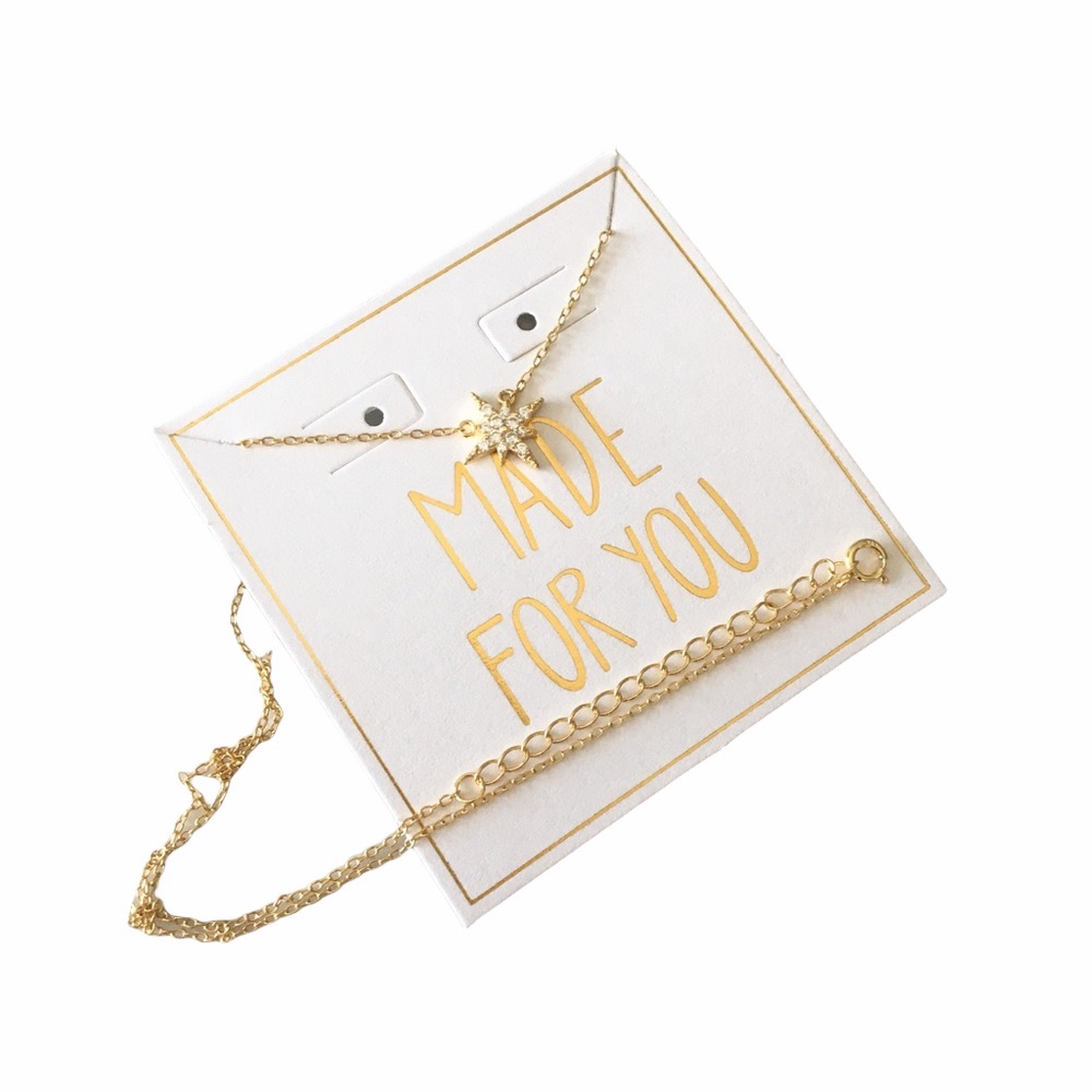 new Pave CZ Cubic Zirconia Polaris Station Necklace ❉ 14KT Gold Plated Silver ❉ - Picture 9 of 14